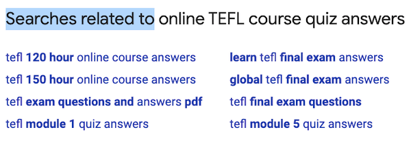 searches related to online tefl course answers